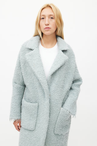 Rachel Comey Blue Wool Boucle Coat