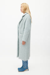 Rachel Comey Blue Wool Boucle Coat
