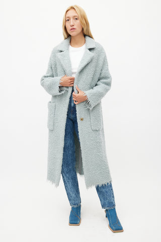 Rachel Comey Blue Wool Boucle Coat