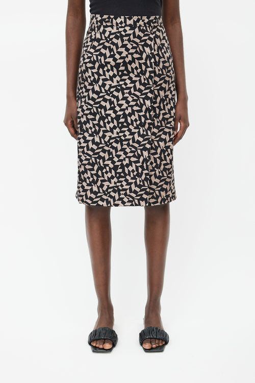 Rachel Comey Brown & Black Silk Print Skirt