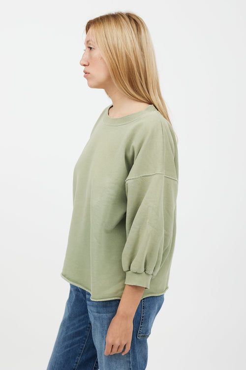 Rachel Comey Green Cropped Puff Sleeve Sweater