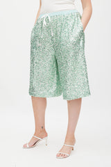 Rachel Comey Green Sequin Wide Leg Short