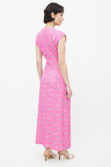 Rachel Comey Pink & Grey Floral Long Dress