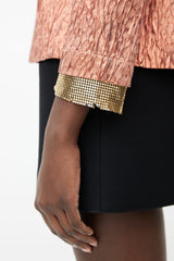 Rachel Comey Orange Metallic Silk Blend Textured Top