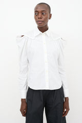 Rachel Comey White Shoulder Cutout Crescent Shirt