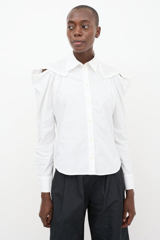 Rachel Comey White Shoulder Cutout Crescent Shirt