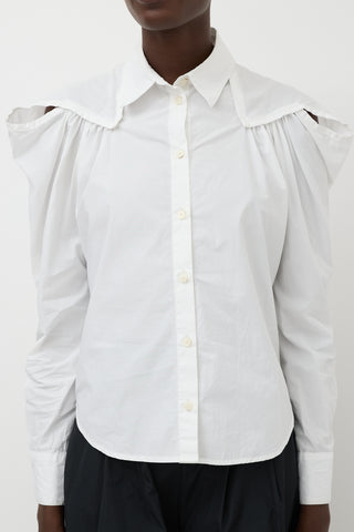 Rachel Comey White Shoulder Cutout Crescent Shirt