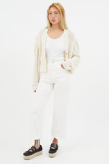 Rachel Comey White Wide Leg Distressed Jeans