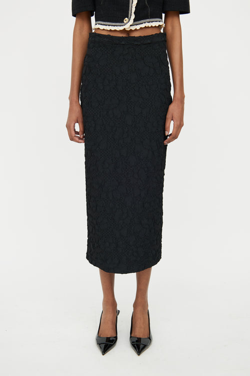 Rachel Comey Black Flower Mid Rise Dara Skirt