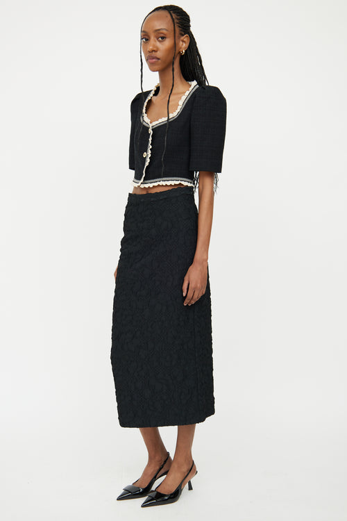 Rachel Comey Black Flower Mid Rise Dara Skirt