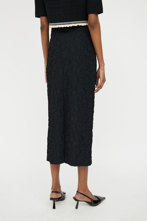 Rachel Comey Black Flower Mid Rise Dara Skirt