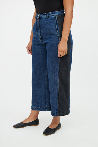 Blue & Black Panel Wide Jean