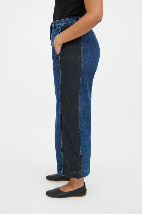 Blue & Black Panel Wide Jean