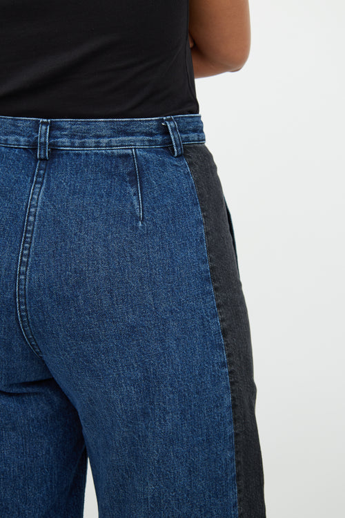 Blue & Black Panel Wide Jean