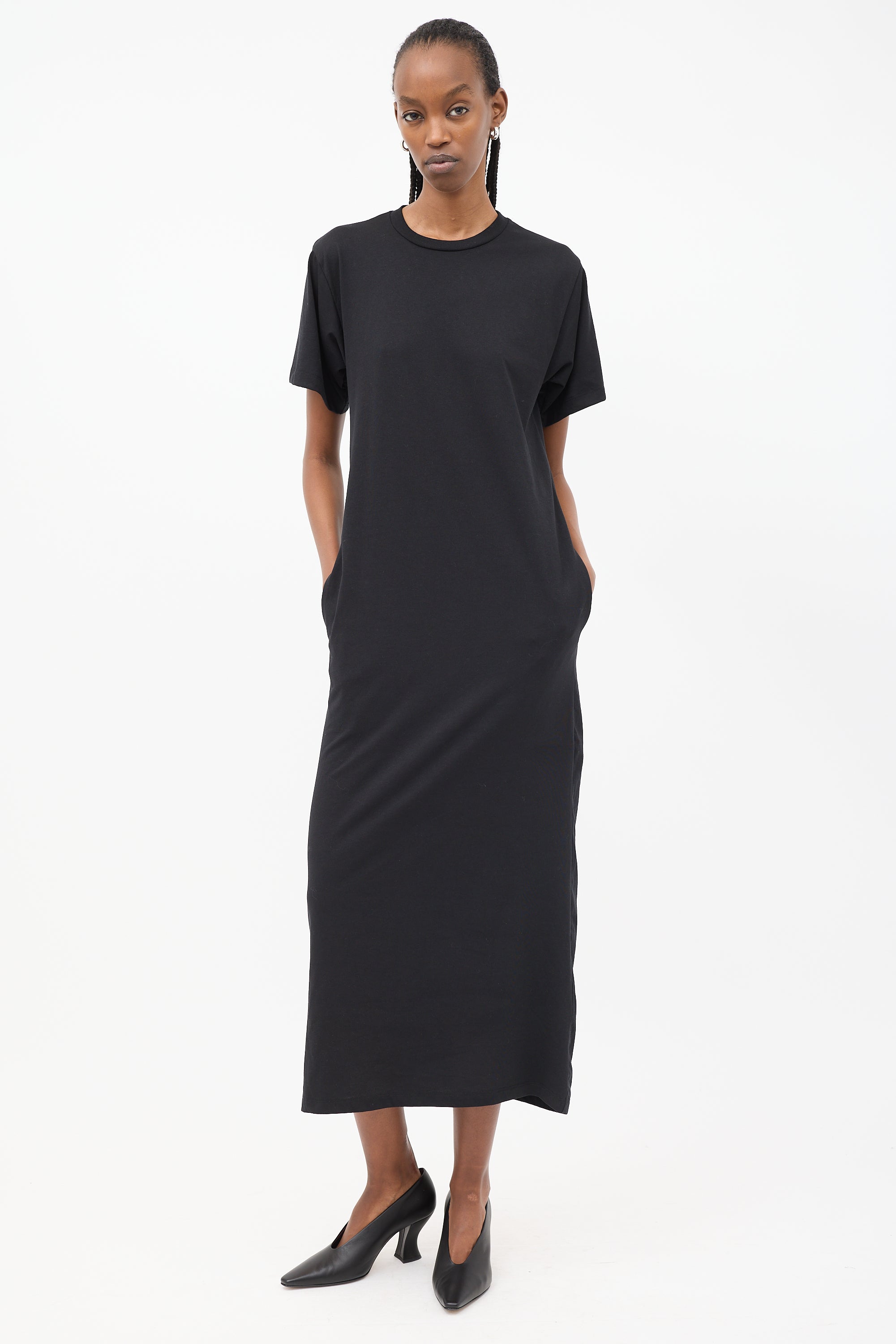raey t shirt dress Raey Train Silk Maxi T-Shirt Dress - Black