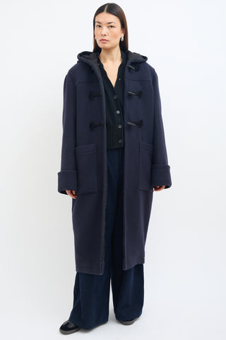 Raey Navy Wool Cuffed Duffle Coat