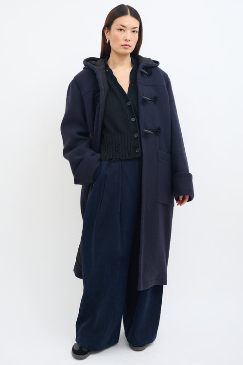 Raey Navy Wool Cuffed Duffle Coat