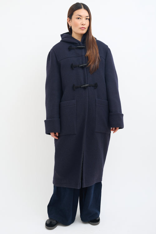 Raey Navy Wool Cuffed Duffle Coat