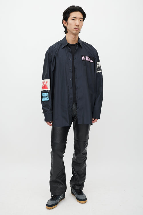 Raf Simons Black & Multicolour Nylon Patched Shirt
