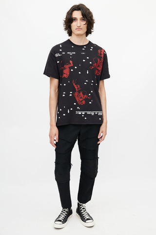 Raf Simons Black & Multicolour Space Print T-Shirt
