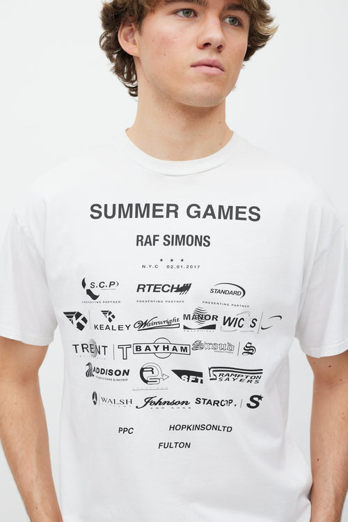 Raf Simons White & Black Summer Games Printed T-Shirt
