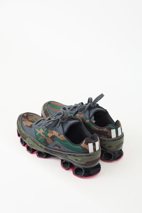 Raf Simons X Adidas Green & Multi Bounce Camo Sneaker