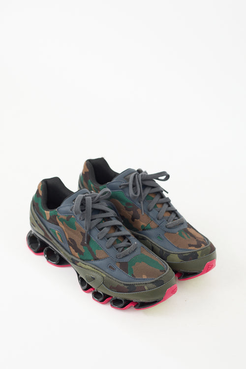 Raf Simons X Adidas Green & Multi Bounce Camo Sneaker