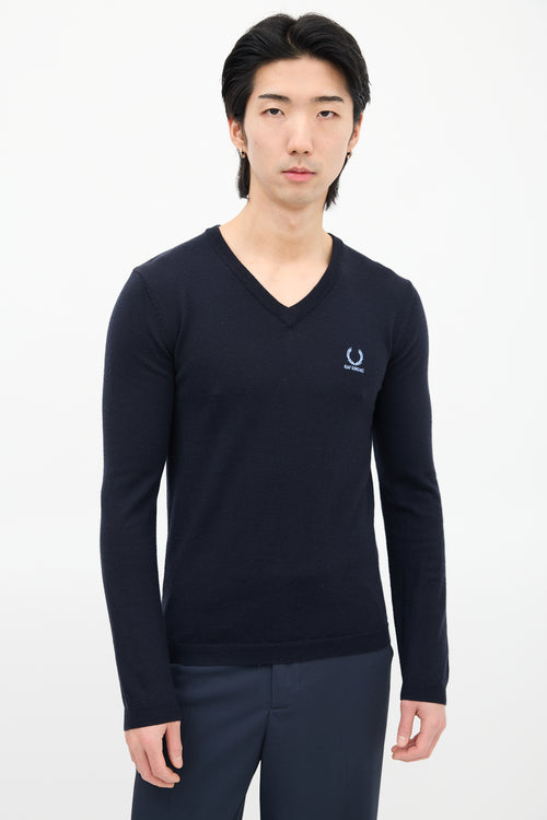 Raf Simons X Fred Perry Wool Navy Logo Sweater