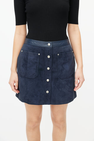 Rag & Bone Navy Suede Mini Skirt