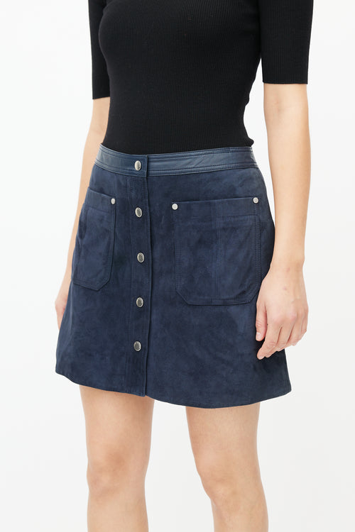 Rag & Bone Navy Suede Mini Skirt