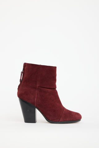 Rag & Bone Burgundy Suede Ankle Boot