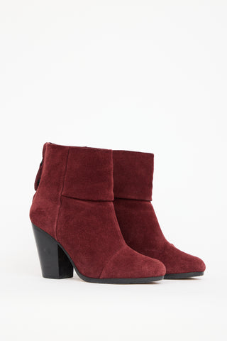 Rag & Bone Burgundy Suede Ankle Boot