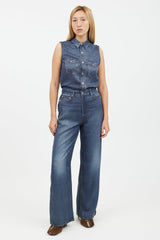Rag & Bone Blue Faux Denim Jumpsuit