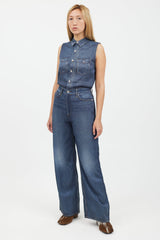Rag & Bone Blue Faux Denim Jumpsuit