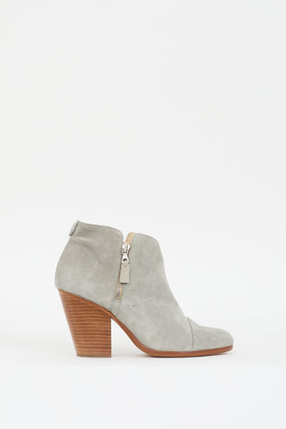 Rag & Bone Grey Suede Zip Ankle Boot