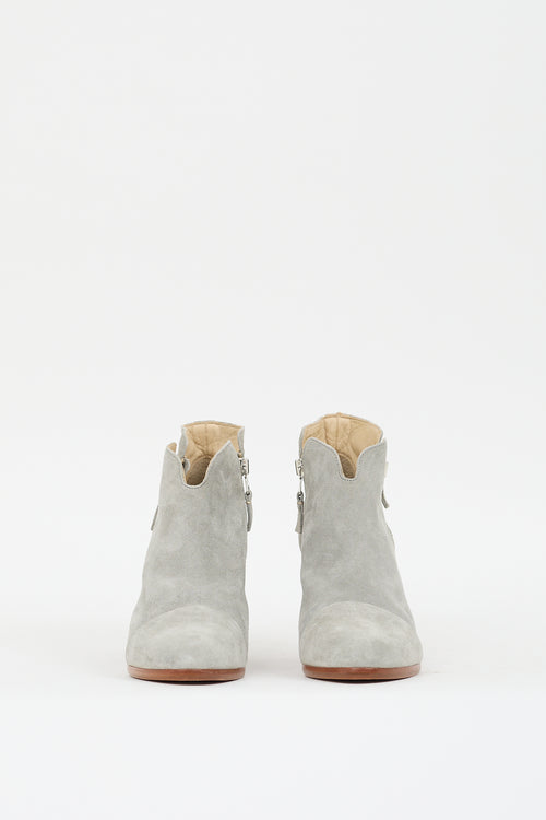 Rag & Bone Grey Suede Zip Ankle Boot