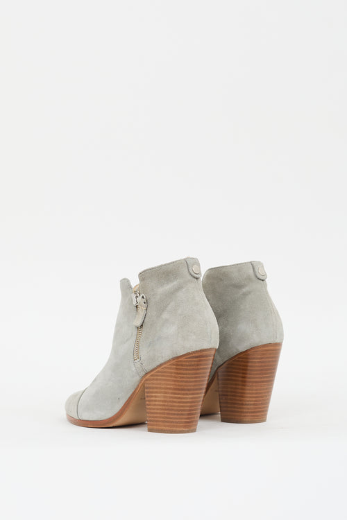 Rag & Bone Grey Suede Zip Ankle Boot