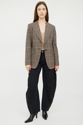 Brown Plaid Wool Blend Blazer Rag & Bone