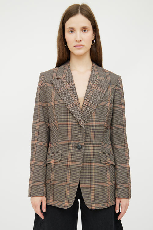 Brown Plaid Wool Blend Blazer Rag & Bone