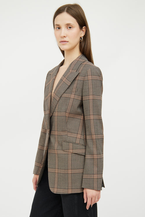 Brown Plaid Wool Blend Blazer Rag & Bone