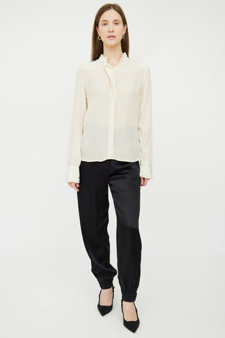 Cream Ruffled Satin Blouse Rag & Bone