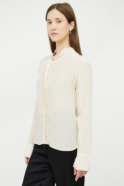 Cream Ruffled Satin Blouse Rag & Bone