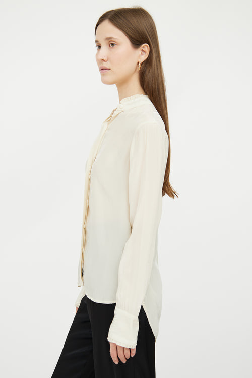 Cream Ruffled Satin Blouse Rag & Bone