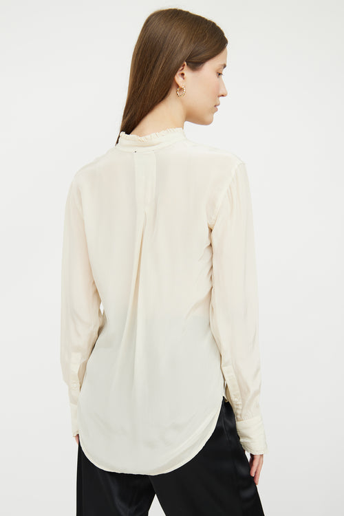 Cream Ruffled Satin Blouse Rag & Bone