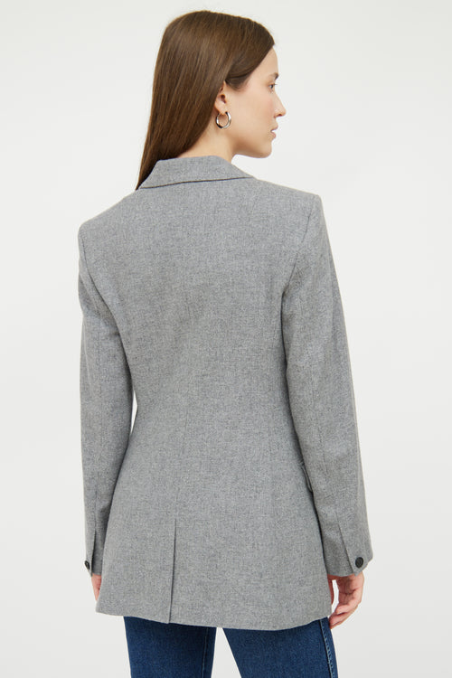 Grey Wool Blend Double Breasted Blazer Rag & Bone