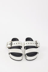 Rag & Bone Silver Metallic Leather Evin Buckle Slide