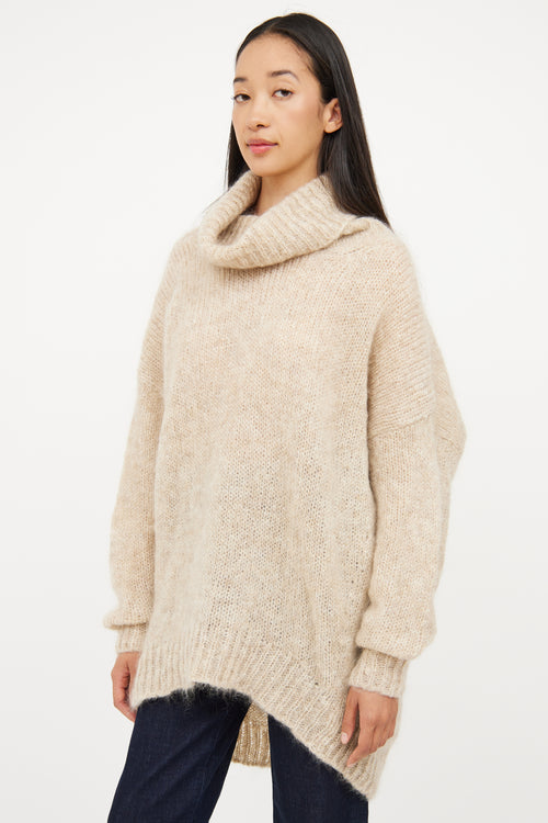 Isabel Marant Beige Oversized Mohair Knit Sweater