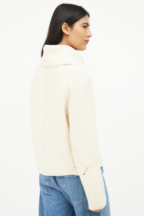 Rag & Bone Cream Cable Knit Wool Turtle Neck Sweater