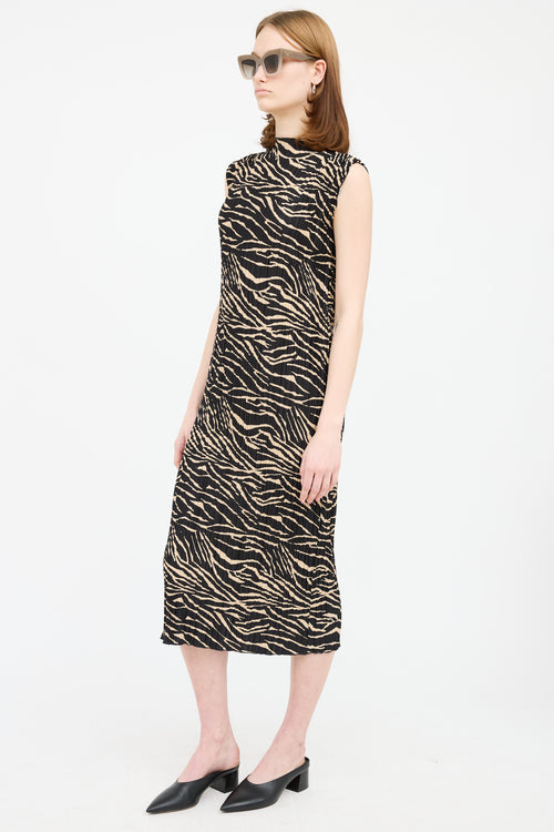 Rails Black & Cream Patterned Pleated Dress
