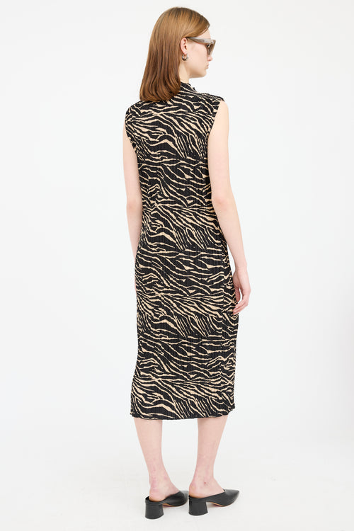 Rails Black & Cream Patterned Pleated Dress